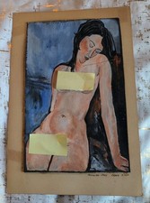 1963 MCM Art R. Adams Modigliani Study Nude Woman Erotica Artwork VTG picture