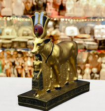 Golden Leaf Goddess of Love and Beauty Ancient Egyptian Hathor Cow Statue picture