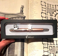 Pilot Metal Fountain Pen 14K Fine (F) Nib Chrome Trim Black Ink w/ Box picture