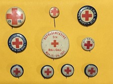 Vintage American Red Cross Pinback Button Lot Of 10 WWI 1919 1921 Whitehead Hoag picture