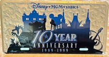 Vintage Disney MGM Studios 10 Year Anniversary 1989-1999 Souvenir License Plate picture