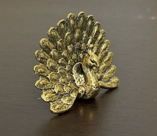 Vintage Solid Brass Open Wings Peacock Figurine Statue Animal Home Decor picture