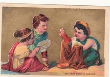 Children Performing a Puppet Show No Advertising Vict Card c1880s picture