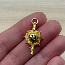 Vintage Phi Kappa Phi Fraternity Honor Society Key Pin Gold Tone Brooch 1” picture