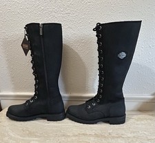 NWT Harley-Davidson Women's Lornell 14” Black Leather Tall Lace-Up Zip Boots  picture