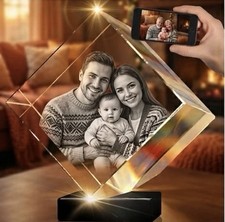 Small Cube Personalized 3D Crystal Photo Gift Memorial for Pets & Mother’s Day picture