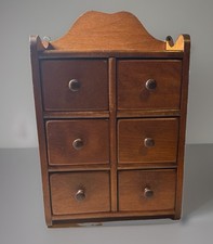 Antique Wooden 6 Drawer Spice WALL Cabinet Box Cupboard Apothecary Primitive picture