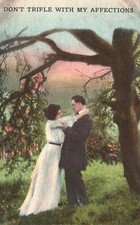Don't Trifle with my Affections Sweet Lovers Romance Art Antique Postcard 1914 picture