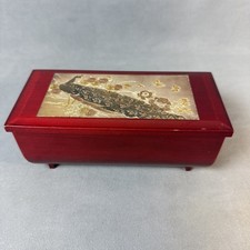 VTG Red Sankyo Peacock Jewelry Box Music, Japan Westland, Plays A Maidens Prayer picture