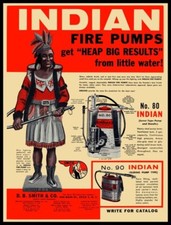 1959 D.B. Smith & Co. of Utica, NY NEW METAL SIGN: Indian Portable Fire Pumps picture