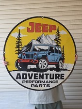 HUGE VINTAGE JEEP ADVENTURE PERFORMANCE PARTS PORCELAIN METAL SIGN 29