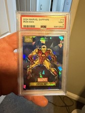 2024 TOPPS CHROME MARVEL SAPPHIRE IRON MAN PSA 9 picture