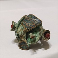 Rare Handcrafted Brass Nefertiti Ring Stone Vintage Egypt Collectible Jewelry picture