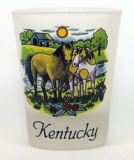 Kentucky Horses Frosted Collector's Souvenir Shot Glass picture