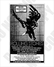 1975 Rolling Stones Tour American Concert Cleveland Stadium Ad Repro 8x10 Photo picture