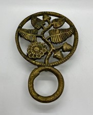 Trivet Antique Rare Early Cast Bronze With Serpent Handle picture