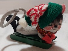 1997 Annalee Christmas Sledding Mouse Figurine picture