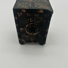 Vintage Cast Iron Combination Safe Coin Bank Puzzle Lock Antique Style No. 10 picture