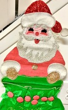 Vintage BuCiLLA SaNTA CHriSTMaS 50s CARD HoLDer WaLL Hanging SeQuiN FeLT JeWeLeD picture