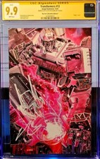 TRANSFORMERS #13 Megatron Virgin CGC ss 9.9 not 9.8 Giang + Optimus Prime Remark picture