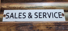 VINTAGE JOHN DEERE PORCELAIN SIGN OLD TRACTOR SALES & SERVICE DEALER GARAGE SHOP picture