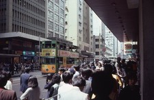 sl48 Slide 1980's  Hong Kong Street Scene Double Decker Tram 813a picture