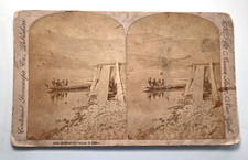 Indians and Canoe in Idaho Stereoview 1880s 1890s western view Native American picture