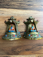 Art Deco Chinoiserie Antique Pagoda Bookends Cast Iron Asian Figure B&H Mark picture