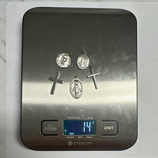Sterling Silver Christianity Cross & Medal Pendant/Charm Lot Marked STERLING 14g picture
