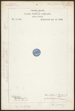 Photo:Clark Thread Company Paisley Spool Cotton 1884 Trade Mark Trademark picture
