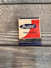 Bestyet Fine Foods Vintage Mid-Century Red Blue Advertising Matchbook picture