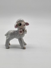 Vintage 1950's Porcelain Lamb with Bells & Flowers JAPAN sweet super cute picture