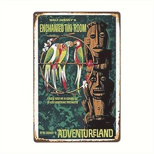 Disney Vintage Enchanted Tiki Room Tin Metal Signs Wall ArtSquare Iron Retro Sig picture