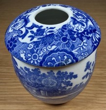 Antique Copeland Spode Blue Italian Hair Receiver, c. 1900 Vanity Jar picture