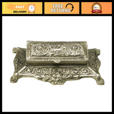 5 Inch Square Pewter Finish Decorative Stamp Box - Vintage Style Organizer picture