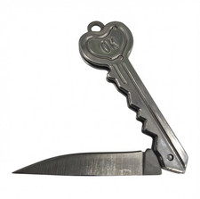 OK Key-Shaped Folding Keychain Pocketknife Silver Stainless Steel picture