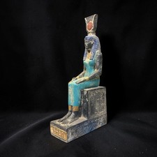 Egyptian Artifacts Rare Authentic Pharaonic Statue Egyptian Goddess Hathor BC picture