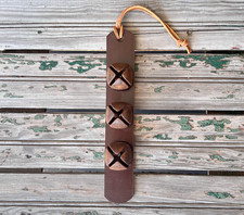 Rustic Sleigh Bells Farmhouse Decor Genuine Leather 3 Bell Door Hanger Strap723 picture