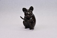Vintage Japanese Brass Mouse Figurine Sculpture Black Finish picture