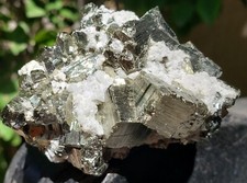High Quality Peru Cubic Pyrite with Quartz and Calcite Mineral UV Specimen, 155g picture