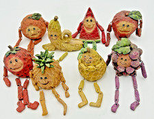 Lot of 8 Vintage Anthropomorphic Fruit Dangle Shelf Sitters Resin Characters picture