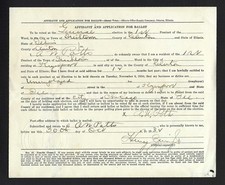 1934 Affidavit and Application for Absentee Ballot - Irishtown - Clinton County picture