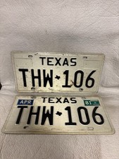 Vintage 1981 Texas License Plate Pair ~ YOM ~ FORD ~ CHEVROLET ~ RAT ROD picture