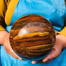 4.53LB  Natural Tiger's Eye Ball Quartz Crystal Sphere Mineral Specimen Healing picture