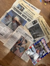 Vintage 9/11 Houston Chronicle Newspaper Lot Terror Hits Home Magazine 2001 picture