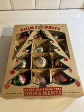 Shiny Brite Vintage Christmas Ornaments Original Box 12 picture