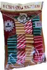 Vintage Unopend Christmas Magic Bows Made In The USA Delaware Ribbon 8 Bows NEW picture