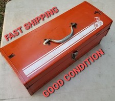 Vtg 60s-70s Dodge Mopar Scat Pack Bumblebee Metal Toolbox with Tray Original Red picture