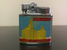 Vintage 50's Souvenir Chicago Wales lighter-Wrigley Building/Buckingham Fountain picture