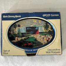 1982 EPCOT Center Future World Wall Plaques Set of 4 Disney World w/ Box RARE picture